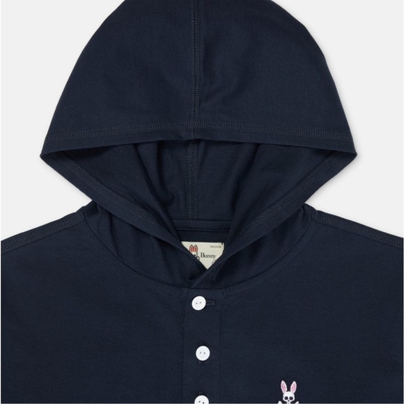 Psycho Bunny Navy Long Sleeve Button Packet Hoodie - Picture 8 of 14